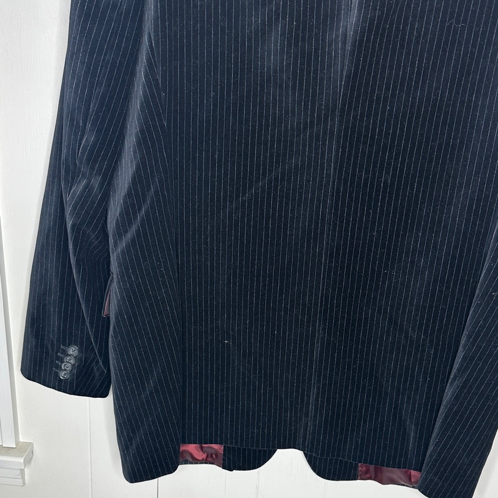 Express Vintage Black Velvet Pinstripe Blazer Size 44R - Picture 6 of 10